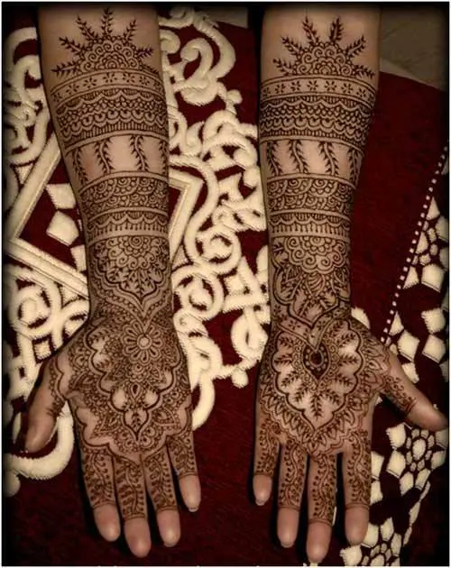 Elegant full hands mehndi designs for brides