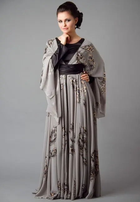 grey and silver color abaya